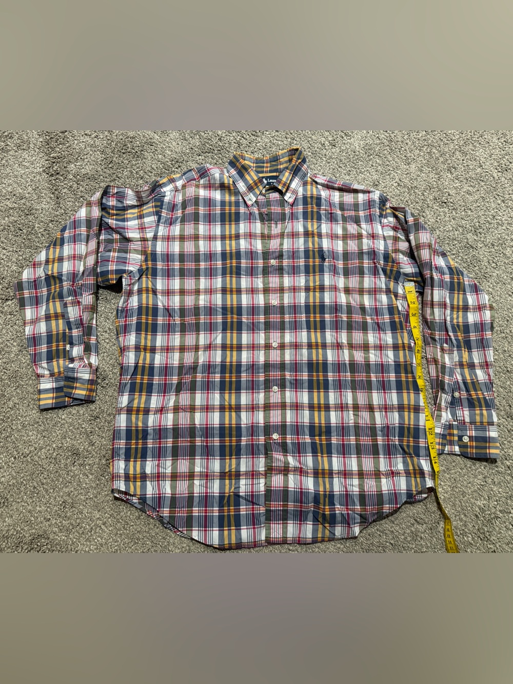 Ralph Lauren Navy, White, Burgundy & Mustard Plaid Button-Down Shirt
